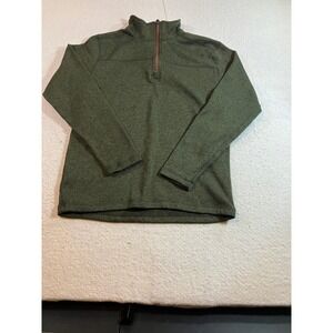 Woodland Trail Mens Quarter Zip Pullover Sweater Heather Green Size Medium